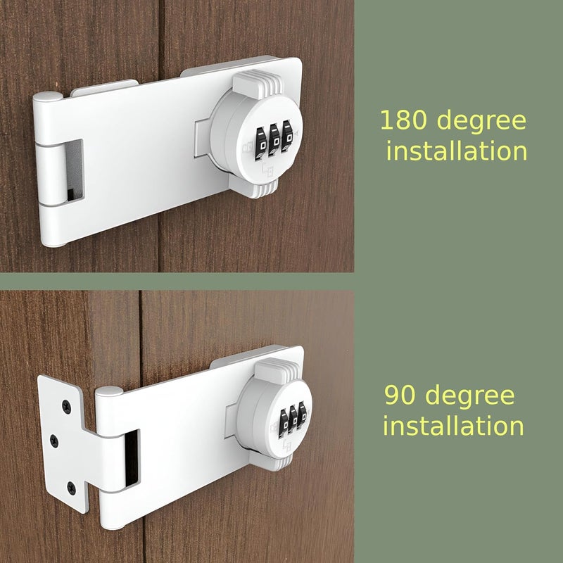 RETRIN Keyless Combination Lock - 3-Digit Combination Lock for Doors - Twist Knob Hasp Latch Lock with Password Code - Zinc Alloy Door Latch for Kitchen Drawers, Cabinets, Cupboard (White) - Image 3
